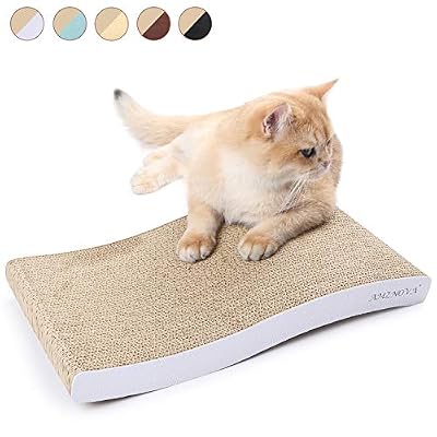 AMZNOVA Griffoirs pour Chats S Forme en Carton Ondulé Gratter Jouet Chat éraflure, 1 Pièce, Blanc