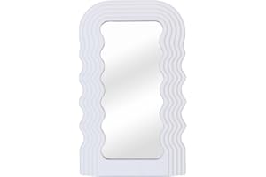SIMMER STONE Simmer Stein Mini Wellen Muster Unregelmäßige Make-up Spiegel Tischplatte Eitelkeits Kosmetischer Desktop Spiegel Hängende Wand Schreibtisch für Home Schlafzimmer Dekorative Weiß