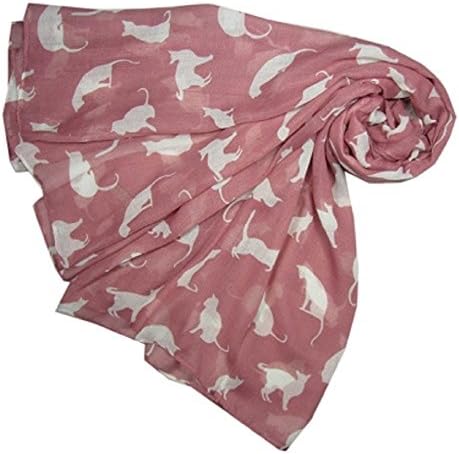 Pamper Yourself NowPink with White Cats Scarf, Beautiful Design, Fantastic for The Animal Lover in us All