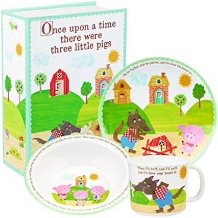 Little Rhymes Three Little Pigs Melamine Set, Multi-Colour, 3-Piece