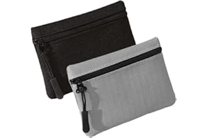 JAMAKALA 2 Pack Coin Purse Pouch, Small Change Pouch Oxford Cloth, Portable Change Purse with Zipper Coin Pouch Mini Change Bags for Women Men (Black+Grey)