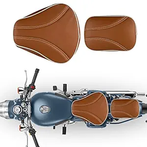 Autofy Premium Quality Stylish Seat Cover for Royal Enfield Bullet Classic All Models (Brown)