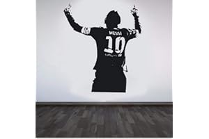 BULNN Etiqueta De La Pared Del Dormitorio Pvc Negro Enorme Estrella De Fútbol Lionel Messi Figura Vinilo Diy Niños Pegatinas Fútbol Aficionados