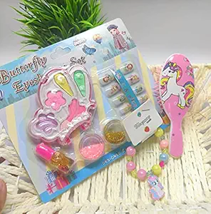 Tera13 Unicorn Nail Boutique Nail Art Kit Includes Press On Nails For Kids, Nail Patches, Nail Stickers, Nail Polishes, Bracelet for kids, Lipstick for girls, Unicorn Brush Non-Toxic Water Based Peel Off