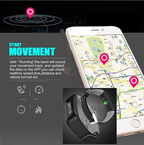 ROGUCI 0.86 „OLED Bluetooth Wearable Smartband, wasserdichtes IP67 intelligentes Armband Wristband, Blutdruck-Monitor, Puls-Monitor,Grau - 7