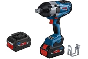 Bosch Professional system 18V: akumulatorowy klucz udarowy BITURBO GDS 18V-1050 H (2 akumulatory ProCORE18V 5.5Ah, szybka ładowarka GAL 1880 CV, zaczep do drabiny, walizka L-BOXX)