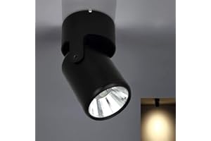 DINGLILIGHTING Modern Single Ceiling/Wall Spotlight Eye-Care Chrome Finish Rotatable 7W Black Indoor Display Spot Lights Fitting Warm White for Home Showcase Hotel Shop Decoration