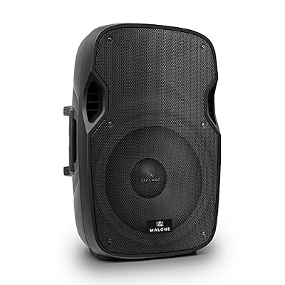 Malone PA 38 enceinte active de sonorisation (subwoofer de 38cm, 2 entrées RCA, 2 entrées micros, XLR, equalizer 2 bandes, effet echo, 800W)