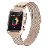 Cimic Für Apple Watch Band, Edelstahl-Magnetic Band mit Metal Case für Apple Watch Series halb 2/3-Shockproof Protective Bumper Replacement Strap,Gold,38mm
