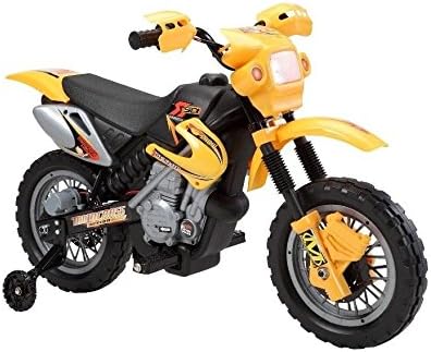 Mini 6v Motocross Ride On Dirt Bike - Fitted With Training Wheels To Help Your Kid Balance - Realistic Working Lights