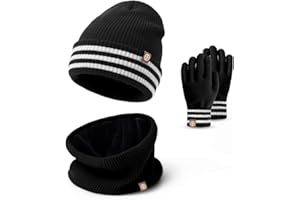 Baynetin Kids Hat Scarf Gloves 3-in-1 Winter Set | Thermal Beanie Hat + Fleece Neck Warmer & Touchscreen Mittens for Ages 4-10 | Windproof Soft Fleece Lining, Elastic Fit for Skiing/Snow Play