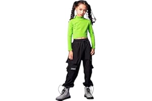 LOLANTA Abbigliamento da Ballo Hip-Hop per Ragazze Top e Pantaloni Cargo per Bambini Set Completo Elegante