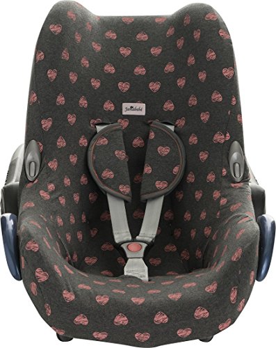 Janabebe® - Baumwollbezug Flúor Heart Maxi -Cosi Cabriofix, Citi, Streety.fix, Jané Koos, Abdeckung Stubenwagen , Autositz , + Schutz Gurtzeug,