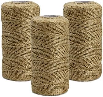Htinac 3 Spool of Natural Jute Twine 100M Hemp Rope Cord Best Arts Crafts Gift Twine for Gardening Applications
