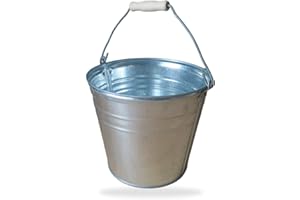 IOKIOY Seau en zinc de 12 l,Combinaison parfaite pour la maison et le jardin, Seau en tôle robuste galvanisé,Polyvalent comme seau en métal pour cendres ou bois de cheminée