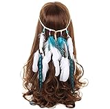 AWAYTR Stammes-Feder Boho Stirnband Perlen Niedlich maskerade Schick Kleid Kopfstücke Hippie Haar-Zusätze