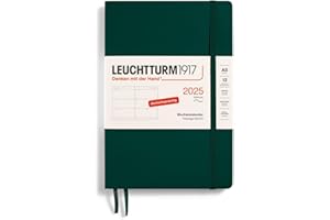 ‎LEUCHTTURM1917 LEUCHTTURM1917 370568 Wochenkalender 2025, Medium A5 Softcover - 12-Monats-Planer, 80 g, liniert - Forest Green