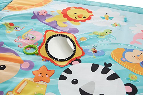 Fisher-Price CBJ65 Große Spiel- und Krabbeldecke mit Tiermotiven und Babyspielzeug, 1 x 1.50 m, blau - 3