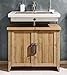 Produktbild Dreams4Home Waschbeckenunterschrank 'Meto I' - Schrank, Waschtischunterschrank, Badschrank, Bad, 2 Türen , 1 Einlegeboden, mit Syphonaussparung, B/H/T: ca. 75x62x39 cm, Badezimmermöbel, stehend nutzbar, Made in EU, in Alteiche Nachbildung