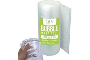 QLV Bubble Wrap Roll - 300mm x 5m Small Bubble Wrap for Moving Boxes Large Strong Protection