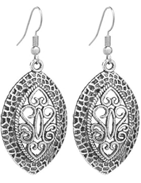 2LIVEfor Ohrringe Ethno Tropfen Tibet Ohrringe Bohemian Vintage Ohrringe Hängend Antik Style Silber Tropfenform...