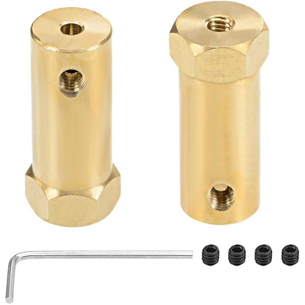 Uxcell Hex Coupler 8mm Bore Motor Hex Brass Shaft Coupling Flexible Connector For Car Wheels Tires Shaft Motor 4pcs