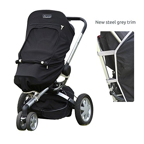 SnoozeShade Plus - Sunshade and Baby Sleep Aid (6 Months and Above, Steel Grey Trim)