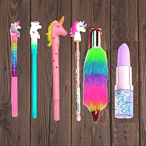 Combo of Unicorn stationery Pen Unicorn Pencil Unicorn Jumbo Pack Unicorn Combo Set for Girls Kids Unicorn Pen Pencil kit 6 Pens Pencils Multicolor Best Gift Return Gift