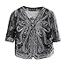 Produktbild Yvelands Damen Mesh Blouse with Perspective lace Schal Spitze durchbrochenes kleines Tuch(Grau,Free)