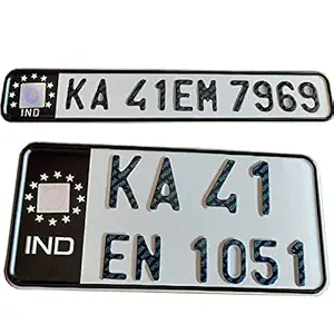 Innovqaraj Embossed Ind Number Plate for Bike| Fancy Black| No Bar or Serial Code| for Old Vehicle Only