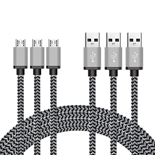 Micro USB Kabel Nylon, BeneStellar (3 Pack 1,8m) High Speed USB 2.0 A Male auf Micro B Synchronisations und Ladekabel für Android, Samsung, Huawei, HTC, Sony, Nexus, Xiaomi und mehr (Grau 1,8m)