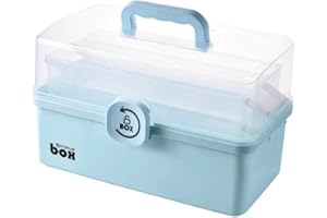 HGIFTHOMEH Multifunktionaler Medizinschrank mit Aufbewahrungsboxen und Organizer: Perfekt für Werkzeuge, Bastelmaterial und Erste-Hilfe-Ausstattung Plastic Storage Box (Blau 30cm)