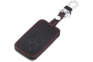 Happyit Skórzane etui na kluczyki samochodowe do Renault Megane R.S. Scenic 3 przyciski inteligentna torba na klucze, Czarny