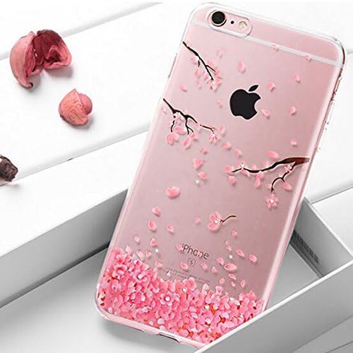 for iphone 7 Plus Case Floral,Areall Pink Flower with Glitter Luxury Crystal Rhinestone Silicone Soft Slim Thin Flexible Rubber Shockproof Back Cover Bumper for iphone 7 Plus(5.5inch)