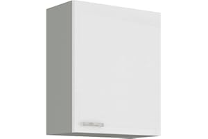 KUECHEN-PREISBOMBE Küchen Hängeschrank 60 cm Bianca Weiss Hochglanz + Grau Küchenzeile Küchenblock