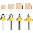 Serplex® 4pcs Roundover Router Bit Set, Router Bits For Wood, 6mm Shank, Radius in 1/8", 1/4", 3/16", 5/16", Bearing Guide for Rounding Edge bit