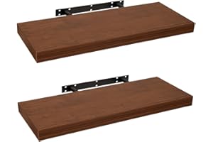 HERSIG - Estantes de Pared - Pack 2 Baldas Flotantes Pared - Estantería Flotante Madera - Estantes Flotantes Decorativos - Fijación Oculta - MAX 10 kg - Wengue - 60x23,5 cm