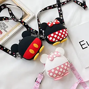 ExcluZiva Gallery Set of 1 Disney Minnie Mouse Sling Bag Cross Body Backpack for Girls Mickey Mouse Bag Waterproof Silicone Bag Baby Girl Makeup Money Travel Purse Trendy Women Accessories Pouch