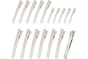 PENGXIAOMEI 30 PCS Silver Metal Alligator Hair Clips, 2.2Inch/55mm 2.6Inch/65mm 2.95Inch/75mm 3 Assorted Size Crocodile Sectioning Clips Hair Duck Teeth Hairpins Curl Setting for DIY Hair Extensions