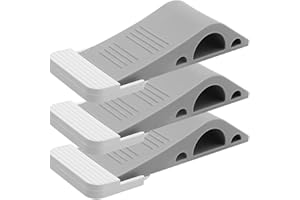 Claev Door Stopper (Gray, 3 PK) - Premium Door Wedge Stoppers for Hotel Rooms - Heavy-Duty TRP Rubber Door Stop Set for Door Bottom
