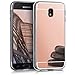 Price comparison product image kwmobile Mirror Case for Samsung Galaxy J3 (2017) DUOS - TPU Silicone Bumper Protective Cover Reflective Back Case - Rose Gold Reflective