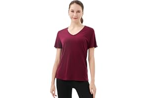 Merino Protect 100% Merino Wool V-Neck Shirt Women's Short Sleeve Wool Undershirt Odour Resistance Functional Underwear Travel Hiking Merino Wool Underwear