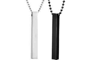 Okos Men's Jewellery 3D Cuboid Vertical Bar/Stick Stainless Steel Locket Pendant Necklace for Boys and Men PD1000871