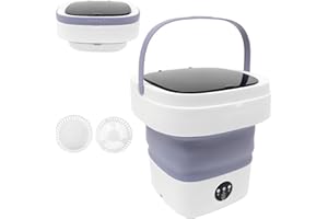 ARMANYYA Mini Waschmaschine 12 l, Tragbare Waschmaschine mit Abnehmbarer Trockenkorb, Faltbare, 3 Modi Tiefenreinigung, Reisewaschmaschine für Camping und Reise, Violett