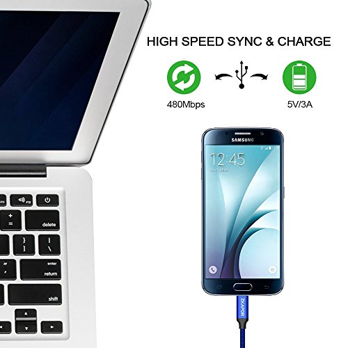 C  ble Micro USB  ZKAPOR  1m 2m 3m  Lot de 3  Nylon Tress   Rapide Chargeur C  ble Charge Synchro pour Appareils Android  Samsung Galaxy S7  S6  J3  J