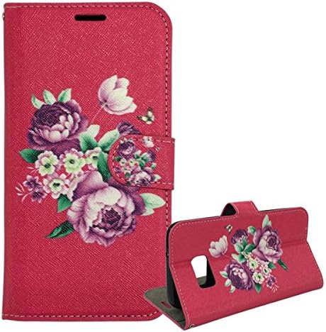 Samsung Galaxy S7 Edge G935F [Madan] Floral Leather Book Folding Magnetic Flip Stand Case Cover With Two Card Slots For Samsung Galaxy S7 Edge G935F