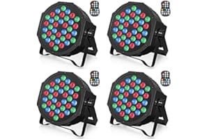U`King 4PCS Par LED Recargable, RGB 36 LED Focos Luces Escenario LED con Control Remoto y Función de temporización, 7 modos de Iluminación de Escenario y Control DMX para DJ Discoteca Party