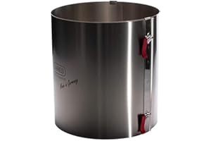 Lares – Anello per Torta – Nastro a Molla in Acciaio/Acciaio Inox Regolabile - Acciaio Inox, con Leva di bloccaggio, 18-30cm Ø, 15cm Altezza - Made in Germany