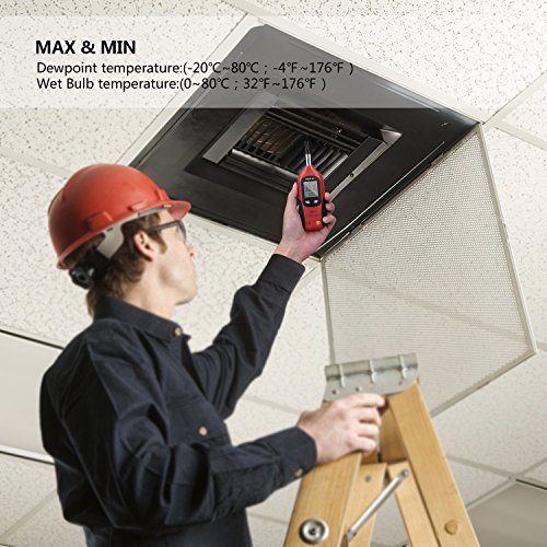 Tacklife HM01 Klassisches Feuchtigkeitmessgerät Temperaturmesser LCD Digital Thermometer Luftfeuchtigkeit Meter für Industrie, Landwirtschaft, Meteorologie und Alltag, Rot-Schwarz - 5