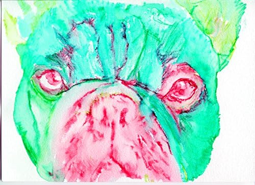French Bulldog Watercolour Colourful Turquoise Art Print, French Bulldog Owner Gift Choice of size by Oscar Jetson